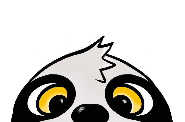 SPEEDY: il volto della mascotte di BEKING, un bradipo dagli occhi gialli, che sbuca dal basso